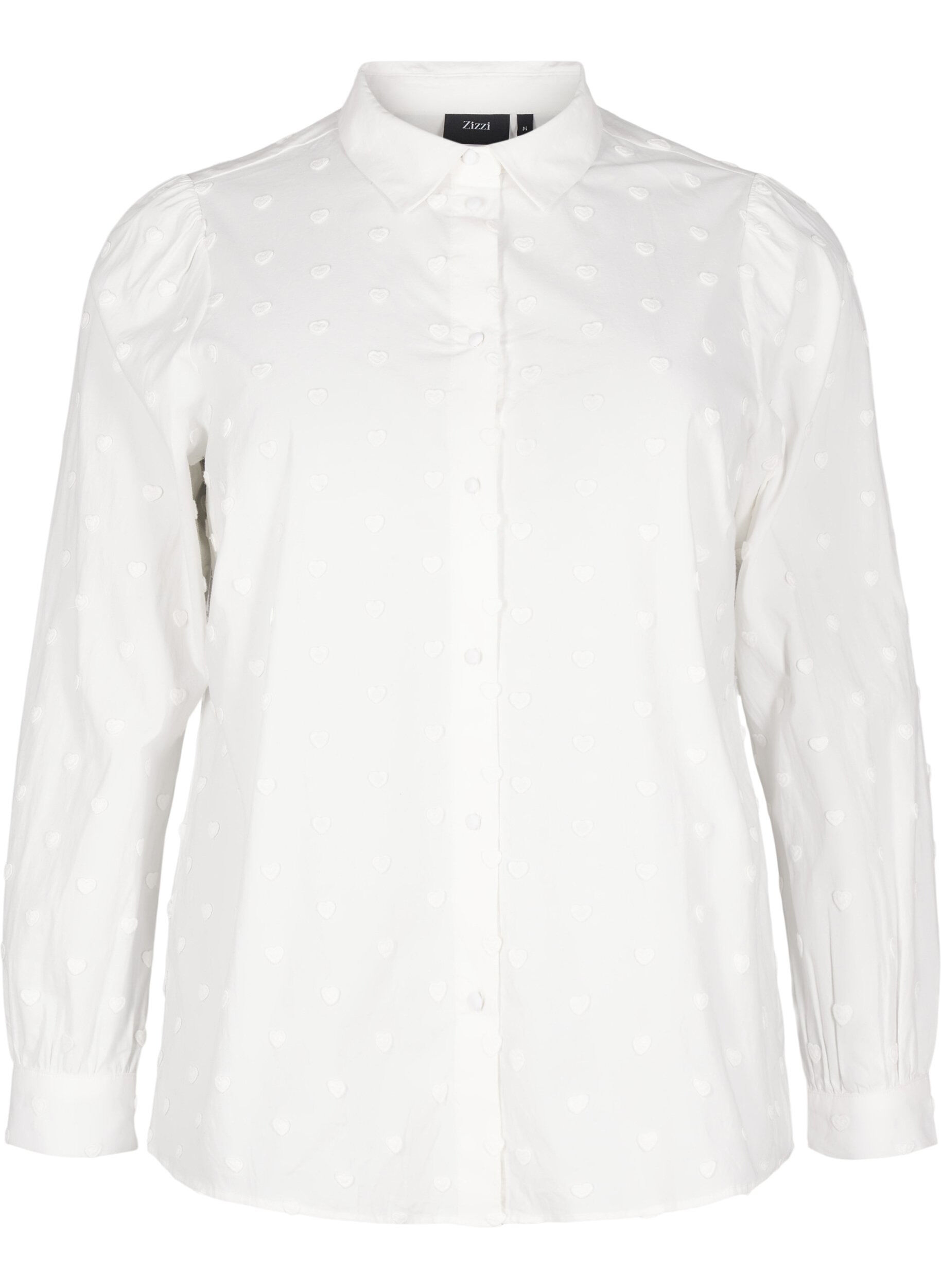 Zizzi Chemise avec c&oelig;urs cousus, Blanc, Packshot image number 0
