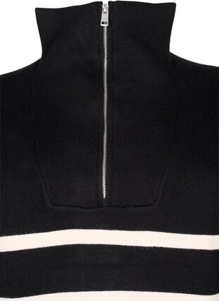 Robe en tricot rayée avec col montant et fermeture éclair, Black w. Birch, Packshot image number 2