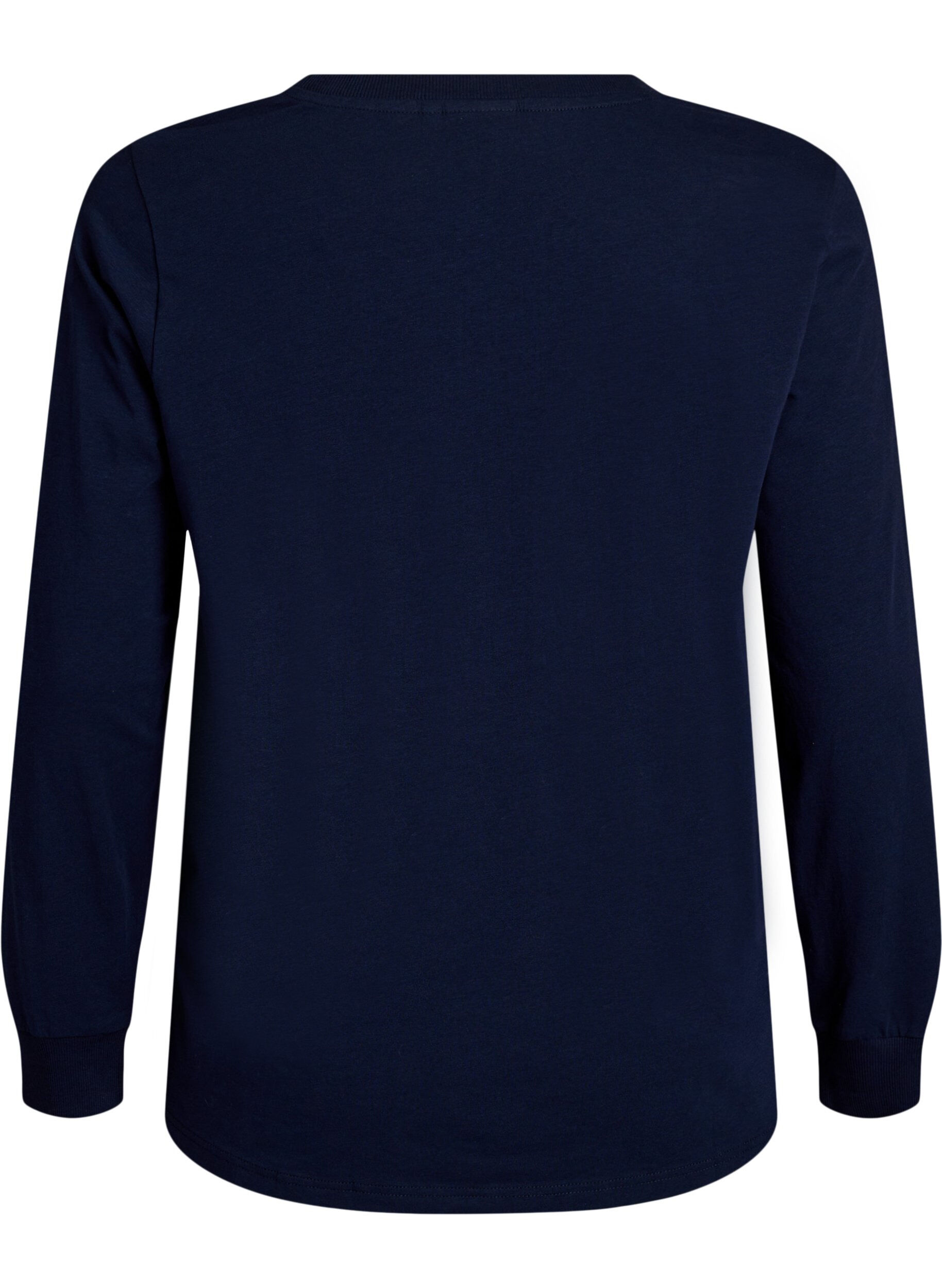 Zizzi Haut de pyjama &agrave; manches longues en jersey de coton doux, Bleu, Packshot image number 1