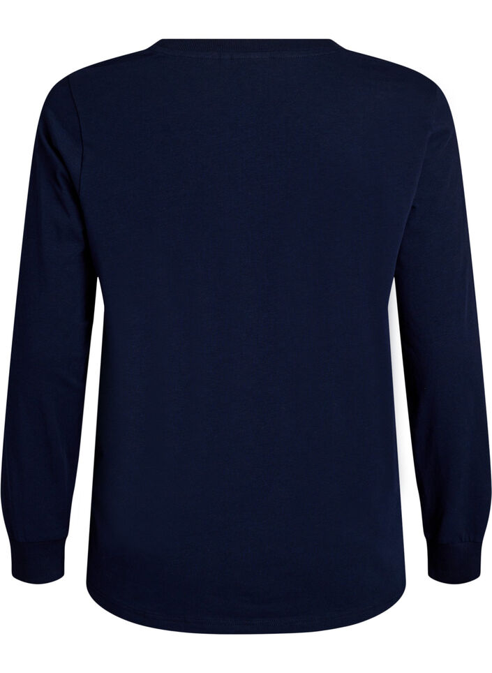 Haut de pyjama &agrave; manches longues en jersey de coton doux, Bleu, Packshot image number 1