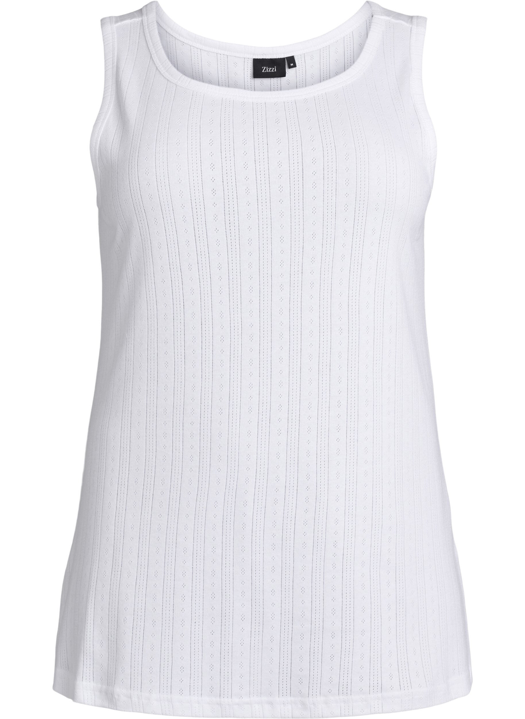 ZizziHaut de nuit en coton bio &agrave; motif textur&eacute;, Blanc, Packshot image number 0