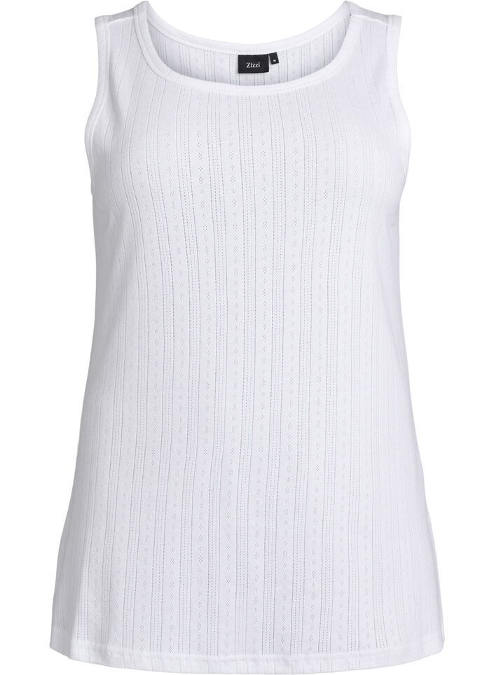 Haut de nuit en coton bio &agrave; motif textur&eacute;, Blanc, Packshot image number 0