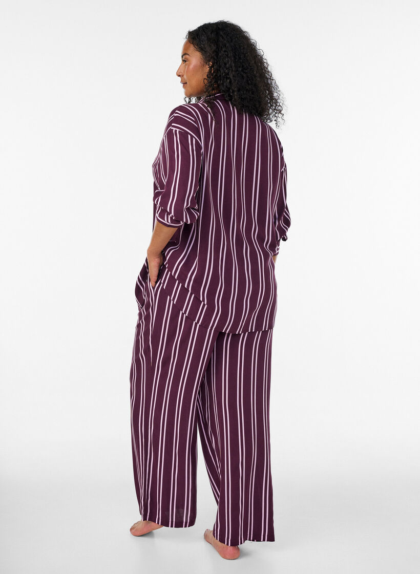 Bas de pyjama ample &agrave; rayures, Bordeaux fonc&eacute;, Model image number 2