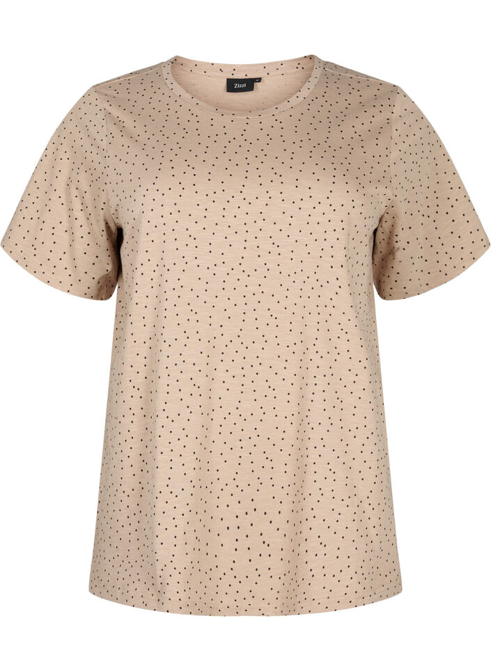 T-shirt à pois en coton biologique	, Beige, Packshot image number 0