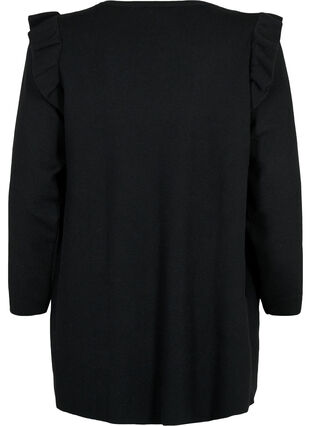 Cardigan en tricot avec volants et poches, Black, Packshot image number 1