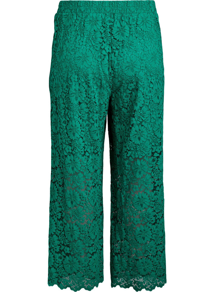 Pantalon taille haute en dentelle et avec des poches, Vert, Packshot image number 1