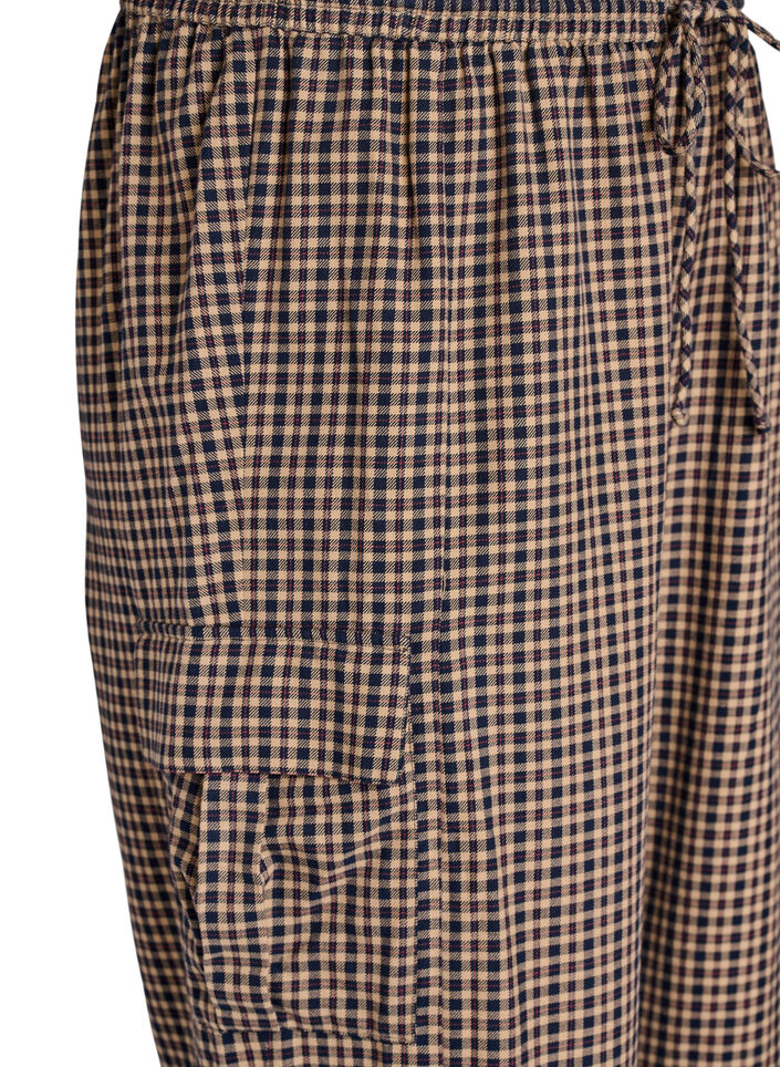Pantalon cargo en coton &agrave; carreaux, Marron, Packshot