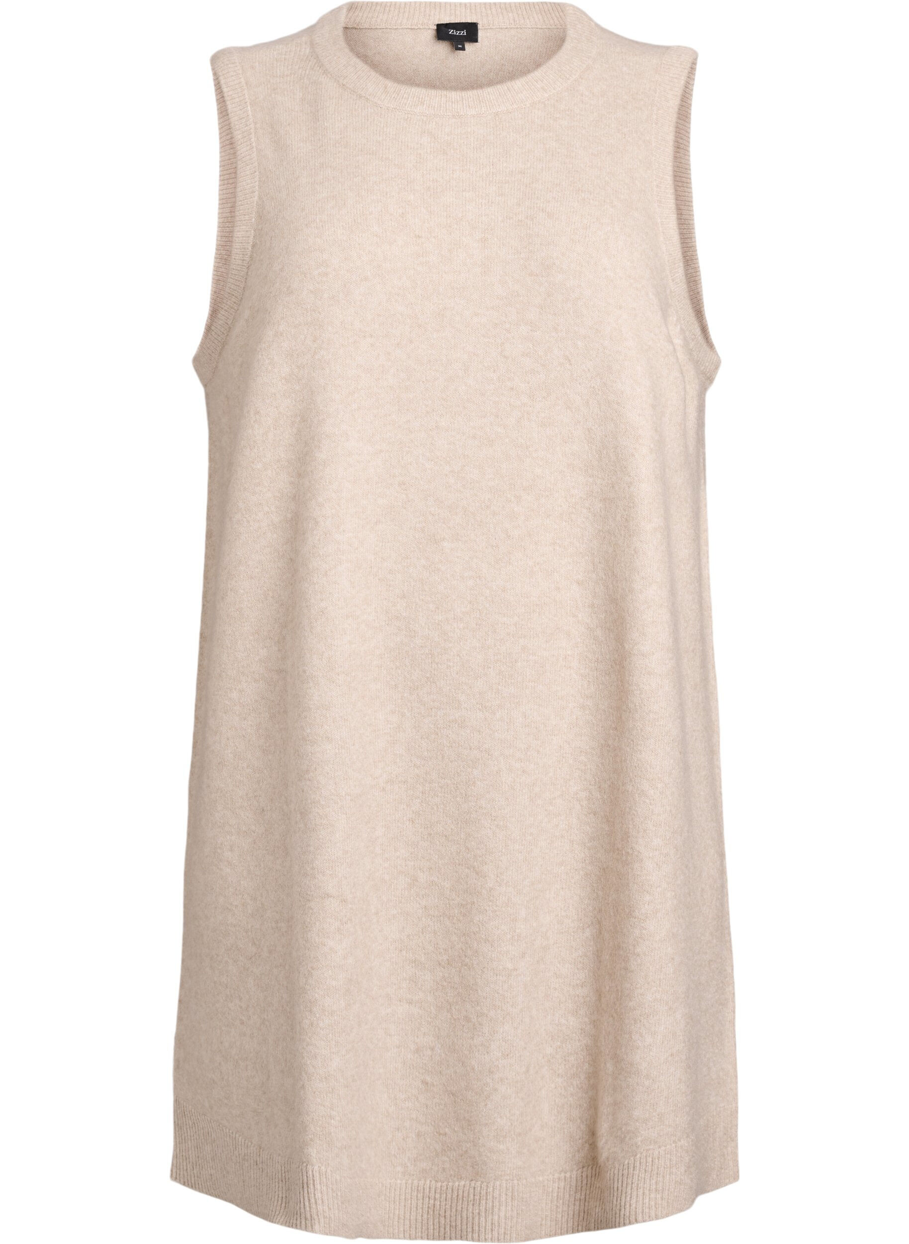 Zizzi Robe courte en maille sans manches, Beige, Packshot image number 0