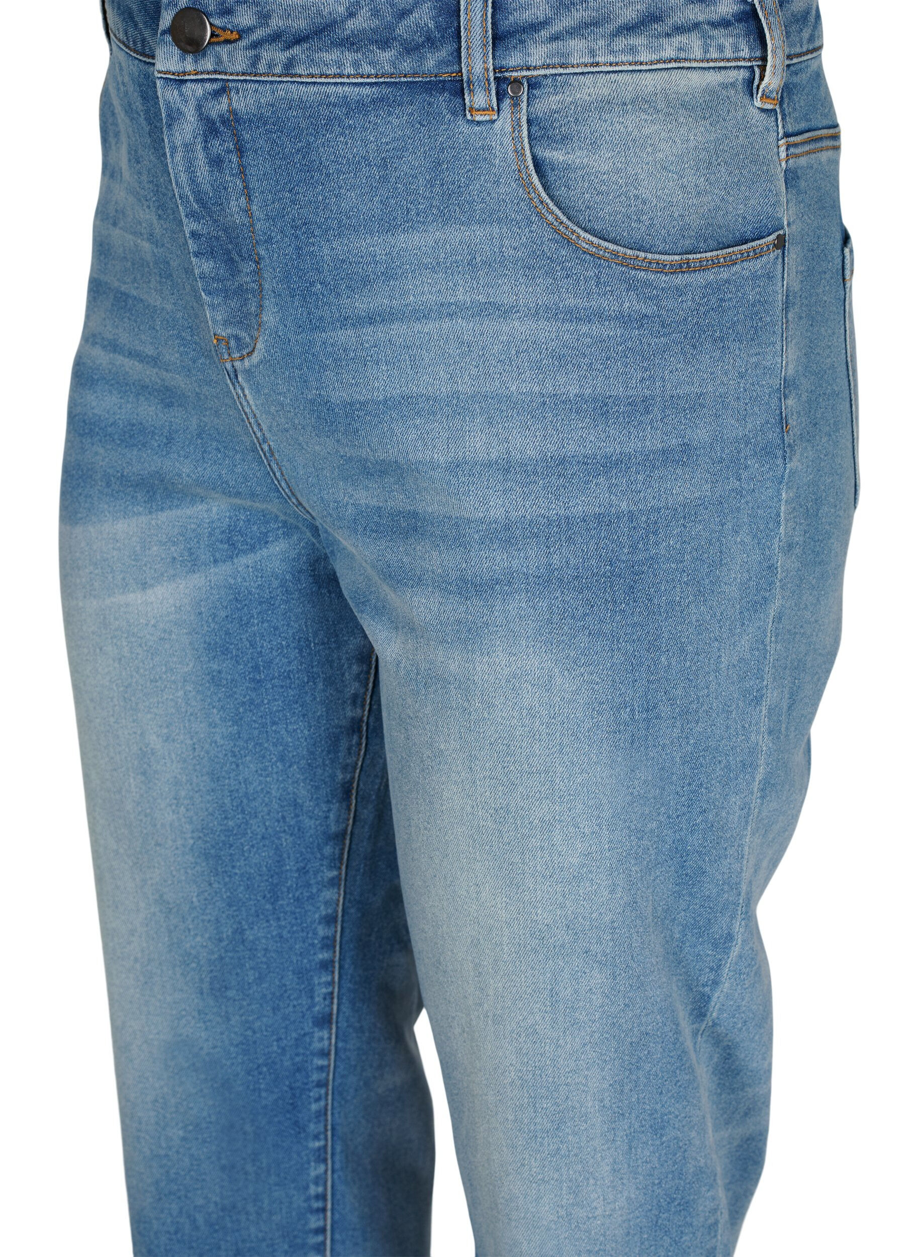 Zizzi Jean 7/8 avec bords bruts et taille haute, Bleu Clair, Packshot image number 2