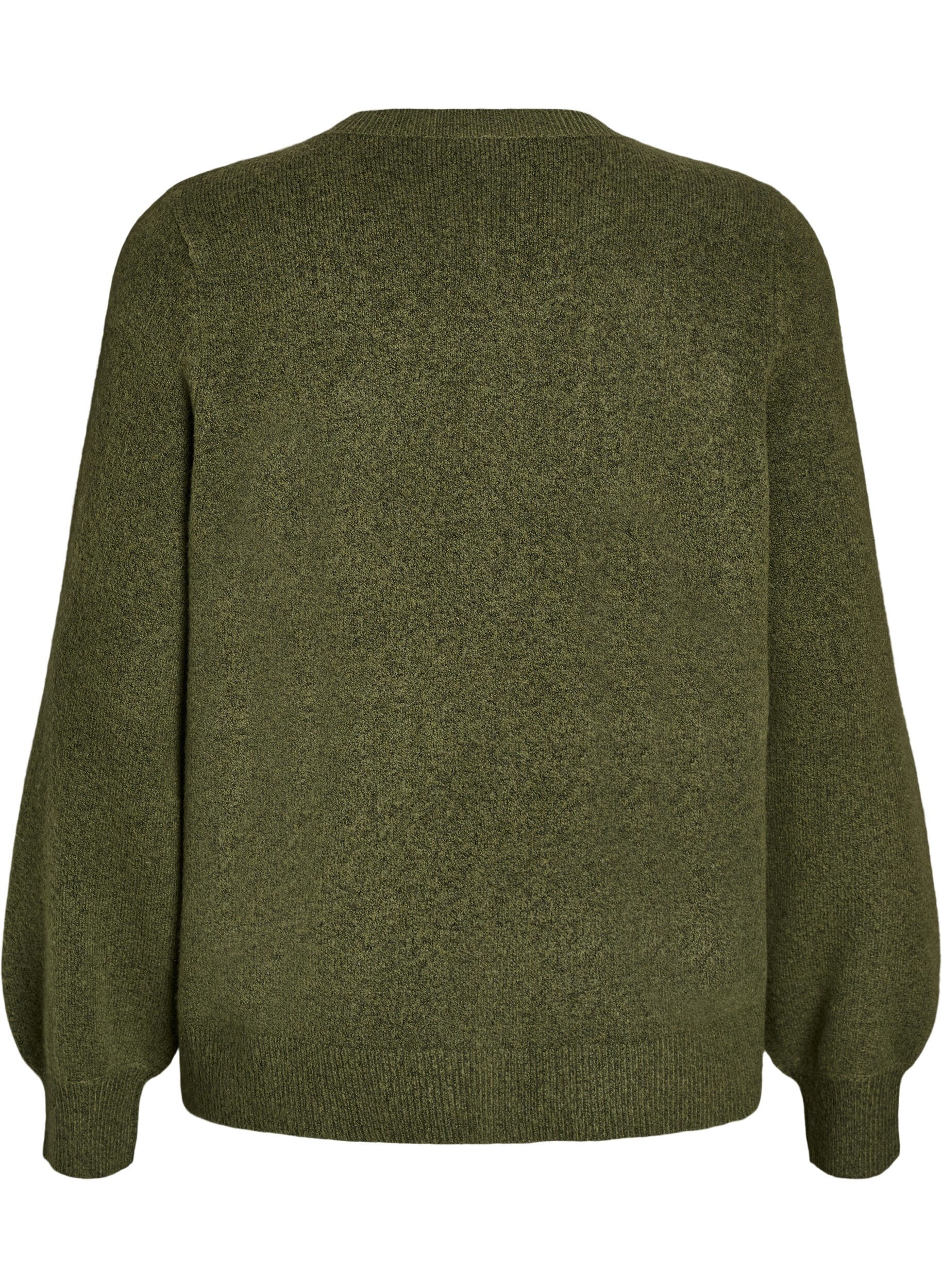 ZizziCardigan en maille douce avec boutons dor&eacute;s, Vert fonc&eacute;, Packshot image number 1