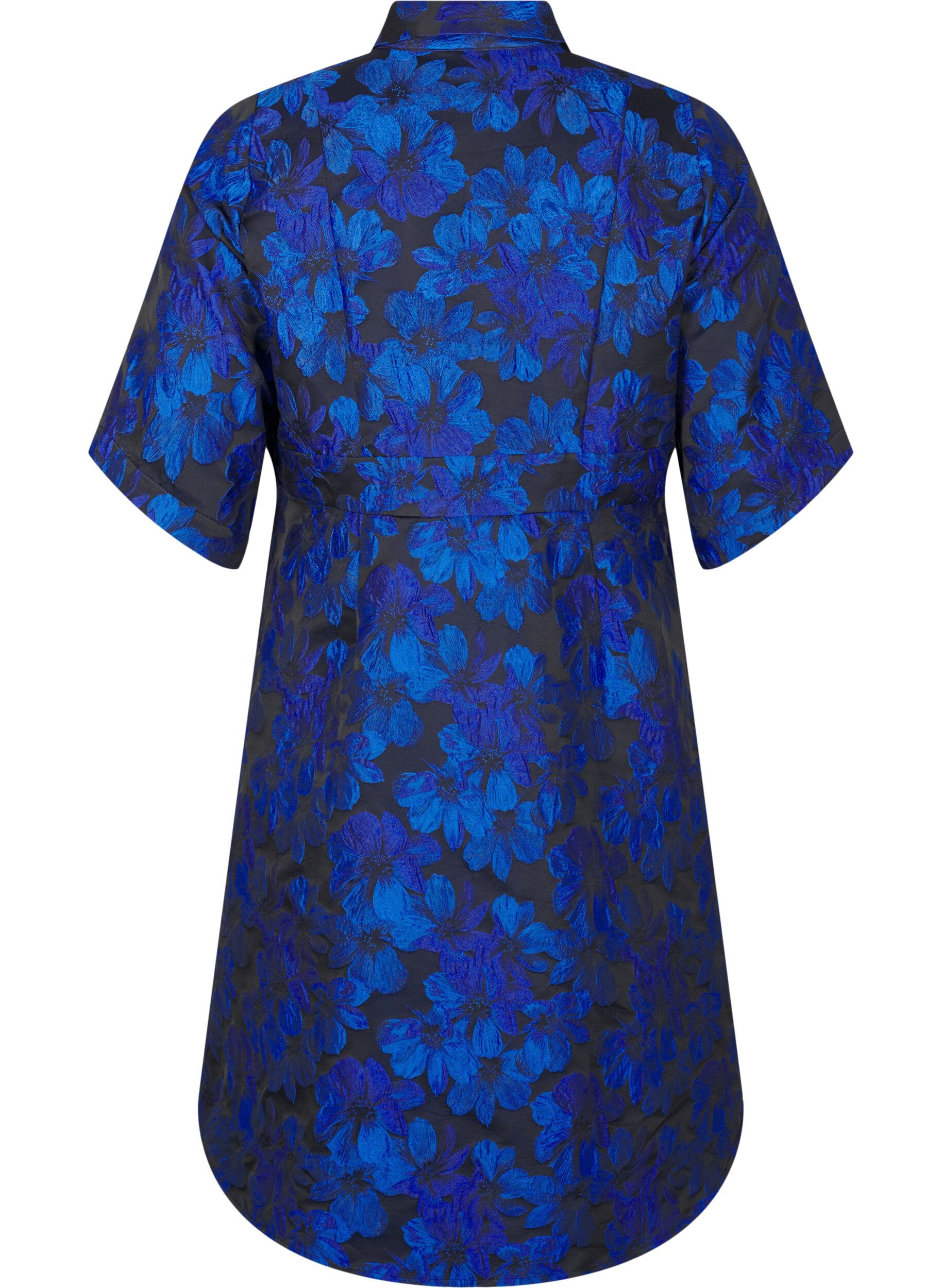 Zizzi Robe courte en jacquard avec manches 3/4, Black Blue, Packshot image number 1