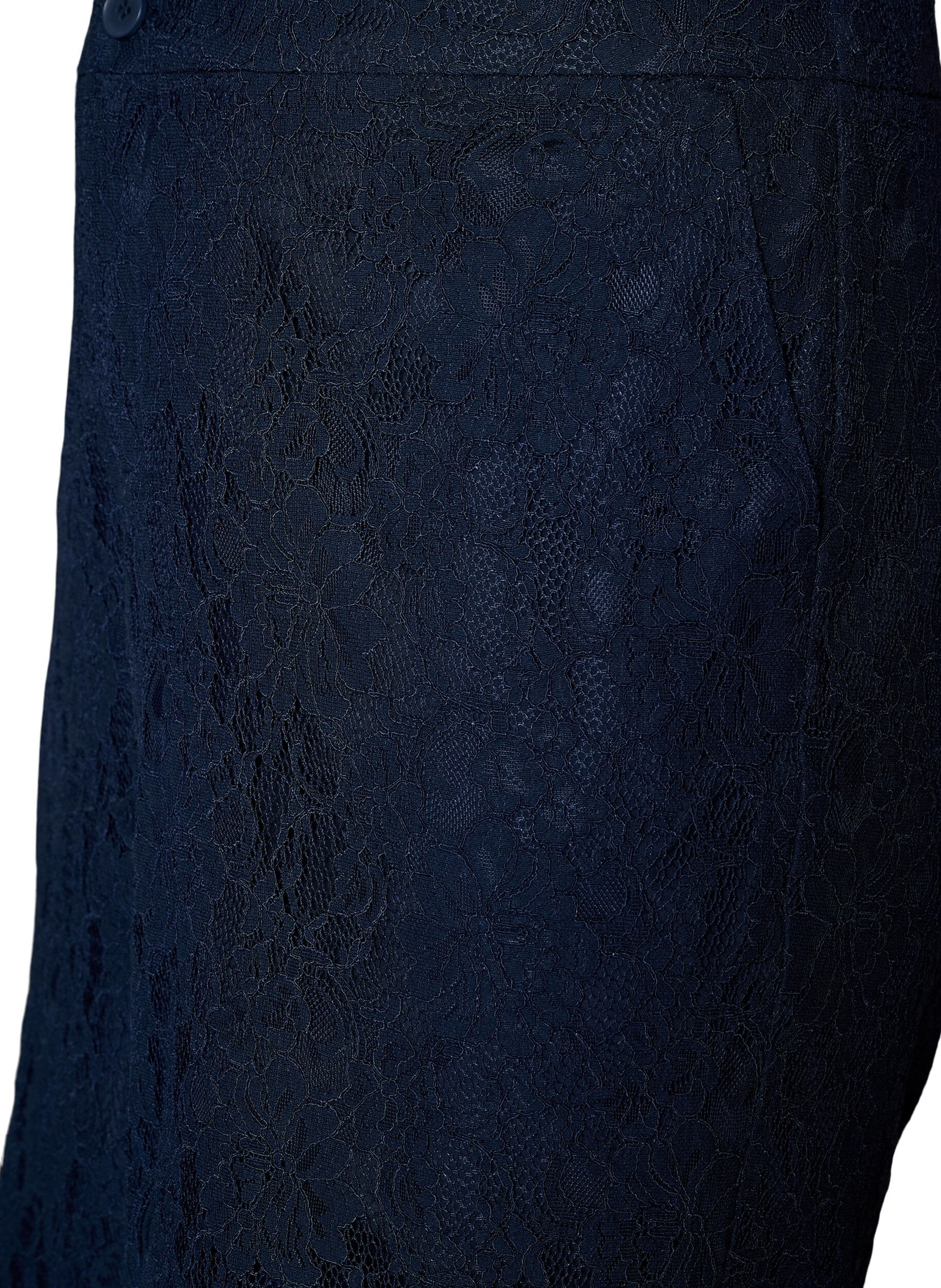 Zizzi Bermuda taille haute en dentelle, Bleu, Packshot image number 2