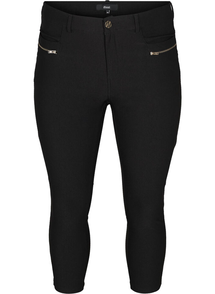 Pantalon capri pr&egrave;s du corps en m&eacute;lange de viscose, Noir, Packshot image number 0