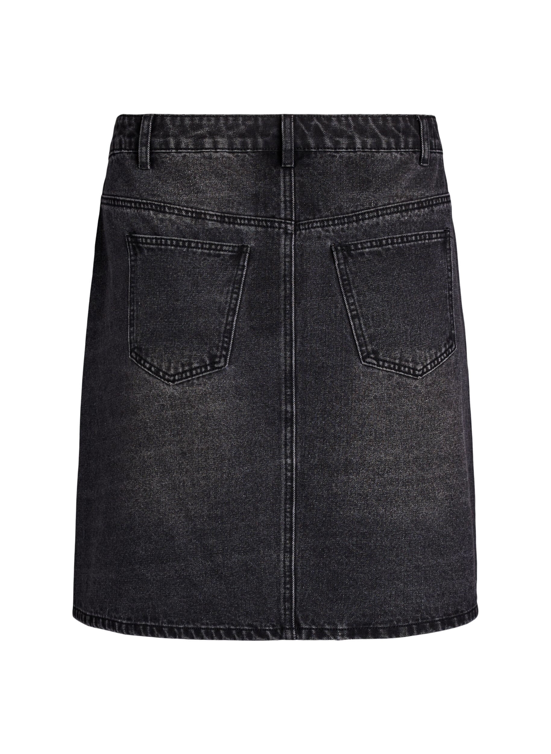 Zizzi Jupe courte en jean avec strass, Gris, Packshot image number 1