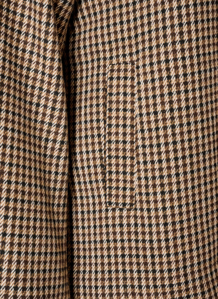 Manteau court &agrave; carreaux &agrave; double boutonnage, Marron, Packshot image number 3
