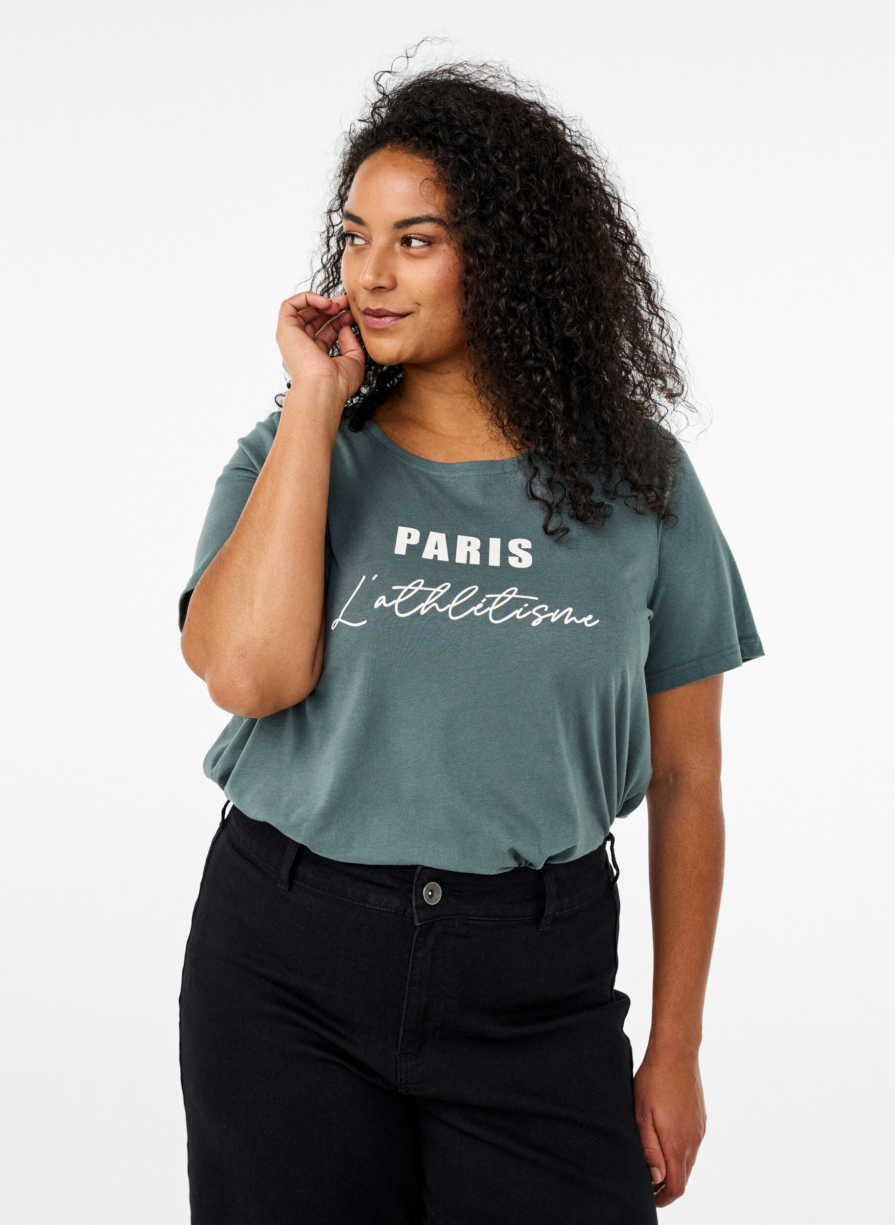 Zizzi FLASH - T-shirt avec motif, Vert clair, Model image number 0
