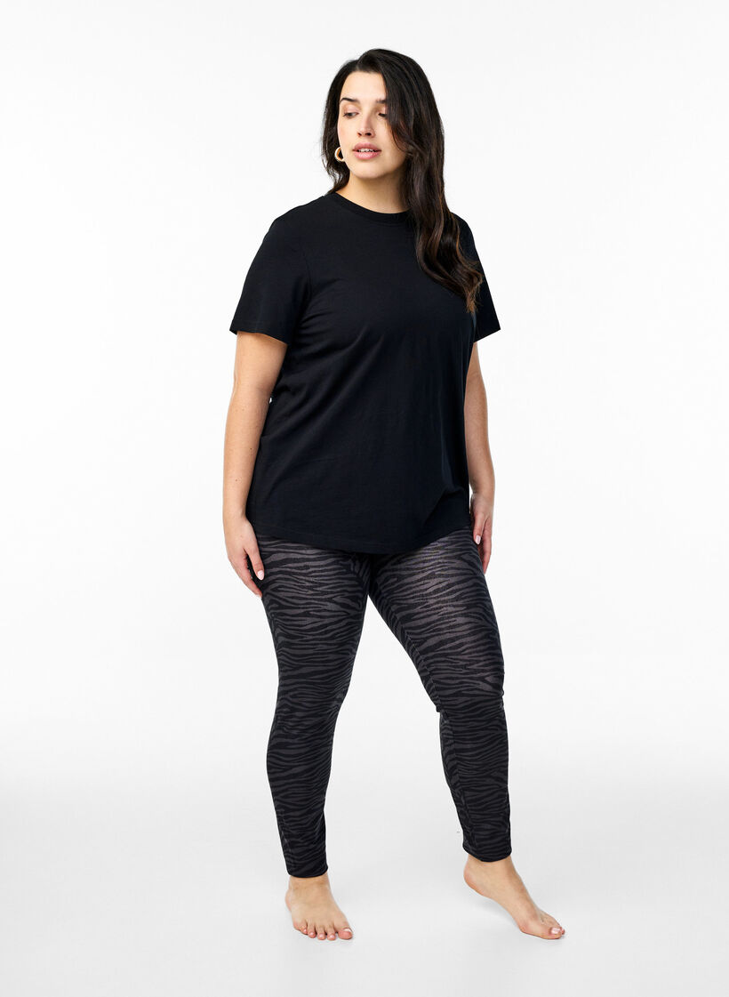 Leggings en viscose avec imprimé, Noir, Model image number 1
