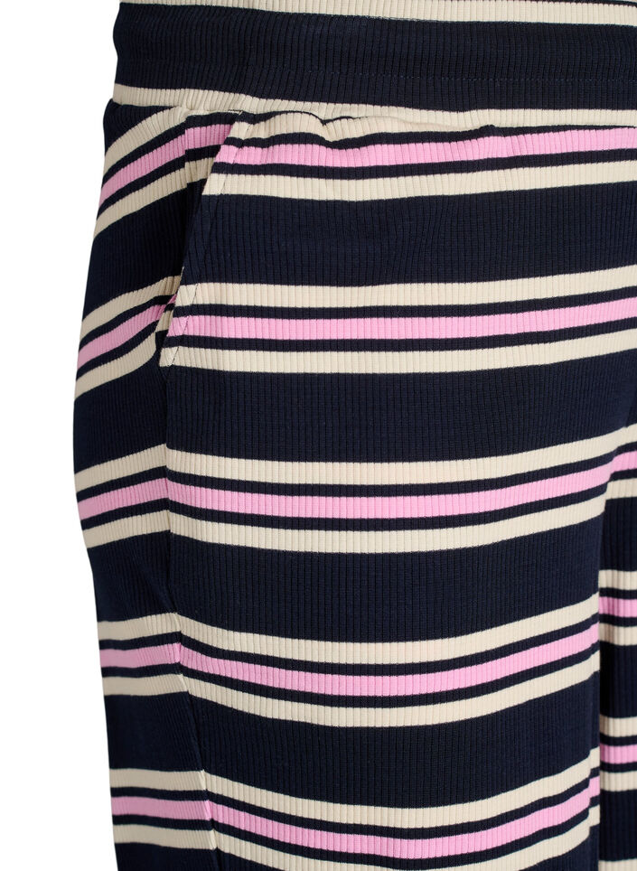 Bas de pyjama &agrave; rayures et coupe ample, Bleu, Packshot