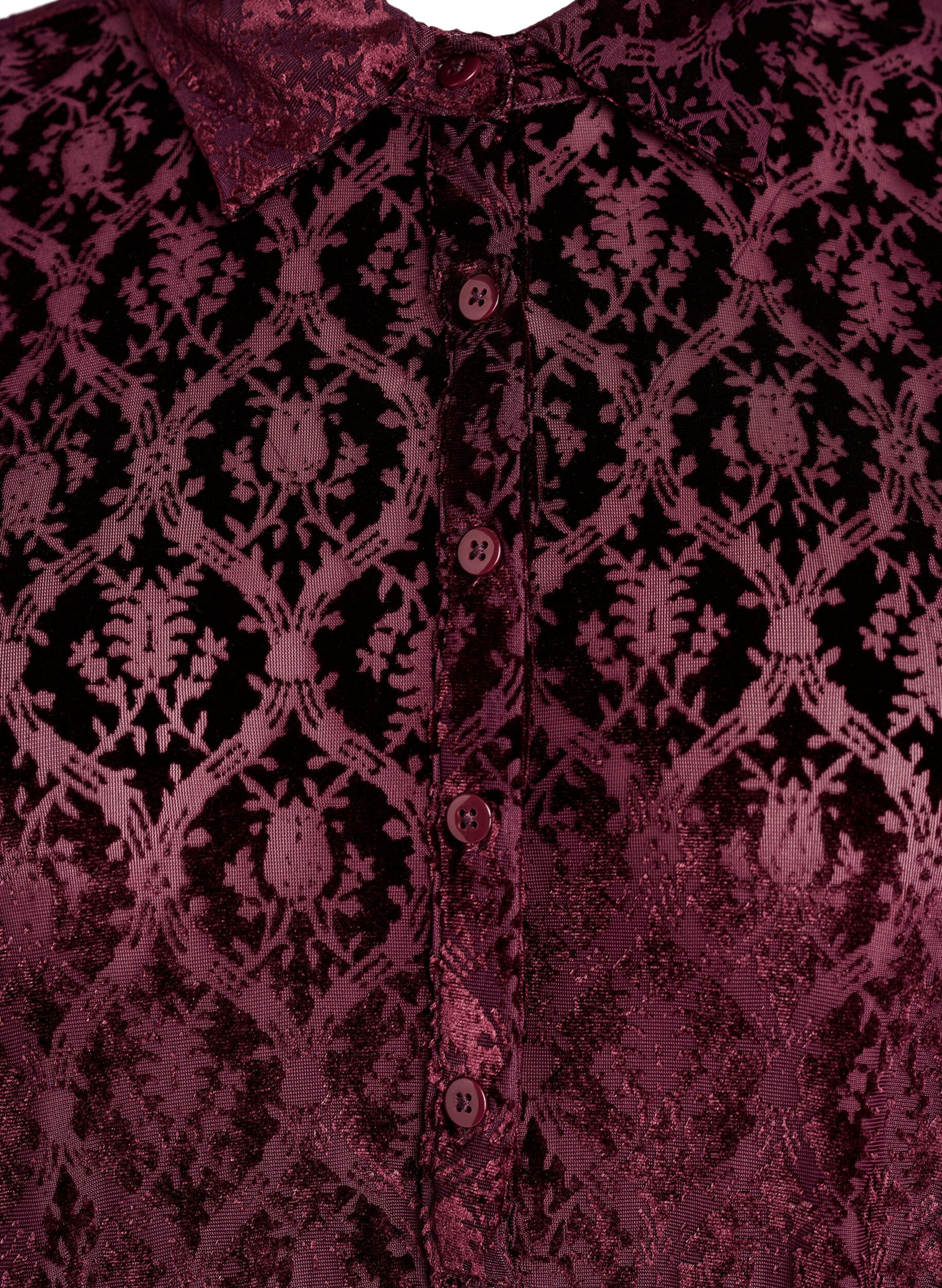 Zizzi Robe courte &agrave; motif velours, Bordeaux, Packshot image number 2