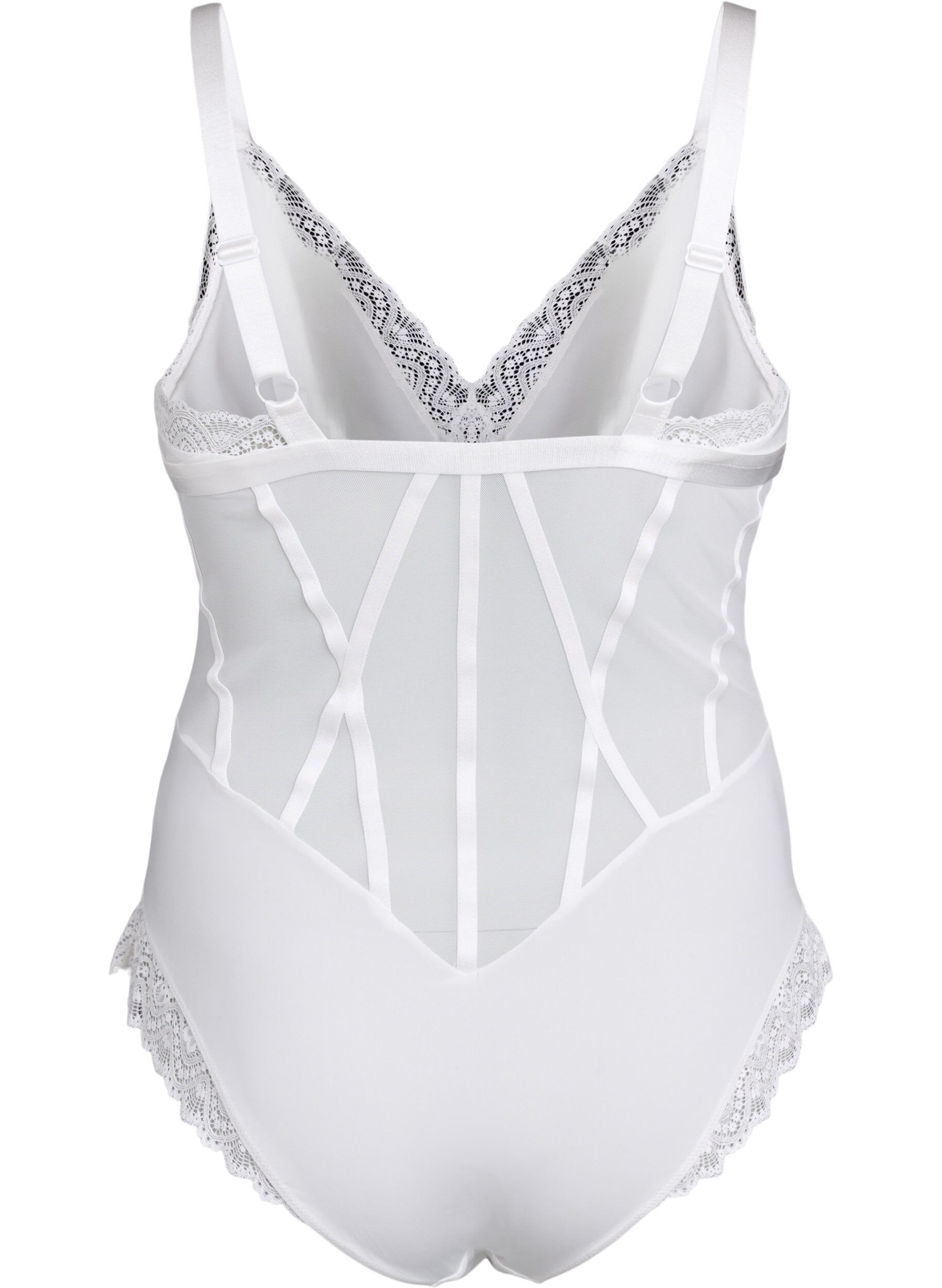 Zizzi Body avec dentelle et d&eacute;tails string, Blanc, Packshot image number 1