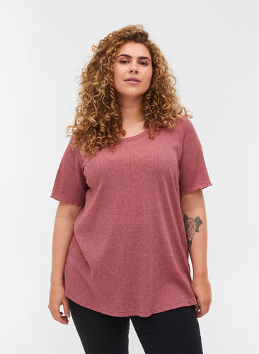 T-shirt à manches courtes en qualité côtelée, Apple Butter, Model image number 0