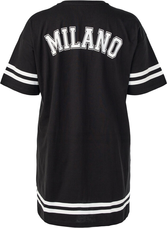 Robe T-shirt courte avec d&eacute;tails sportifs, Noir, Packshot image number 1