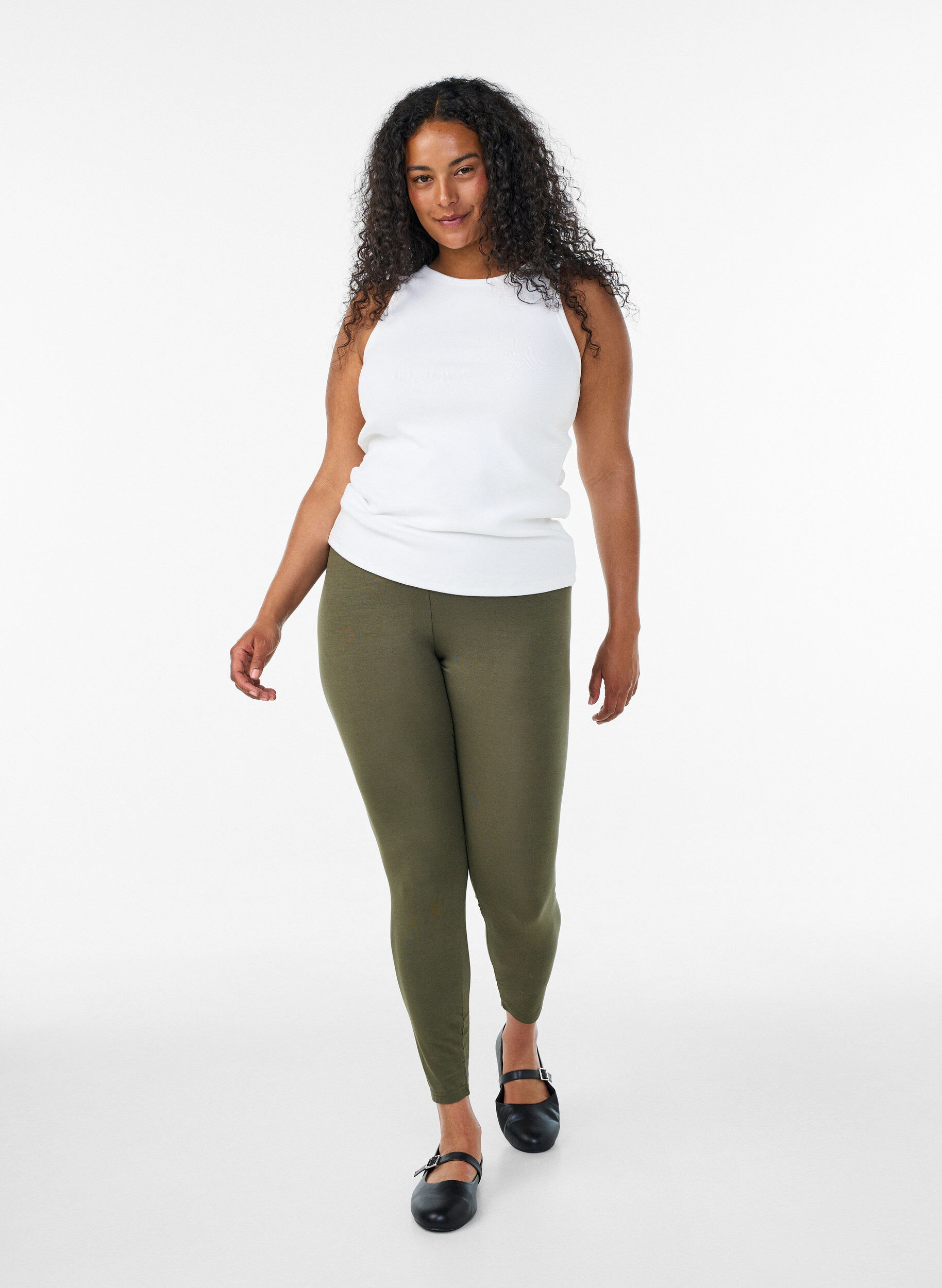 ZizziLeggings basiques en viscose, Vert Kaki, Model image number 1