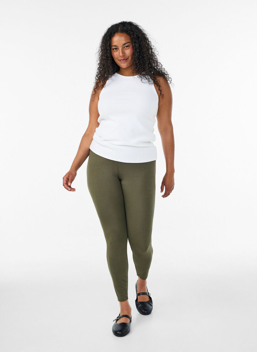 Leggings basiques en viscose, Vert Kaki, Model image number 1