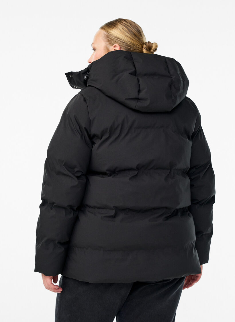 Doudoune courte avec capuche amovible, Noir, Model image number 2