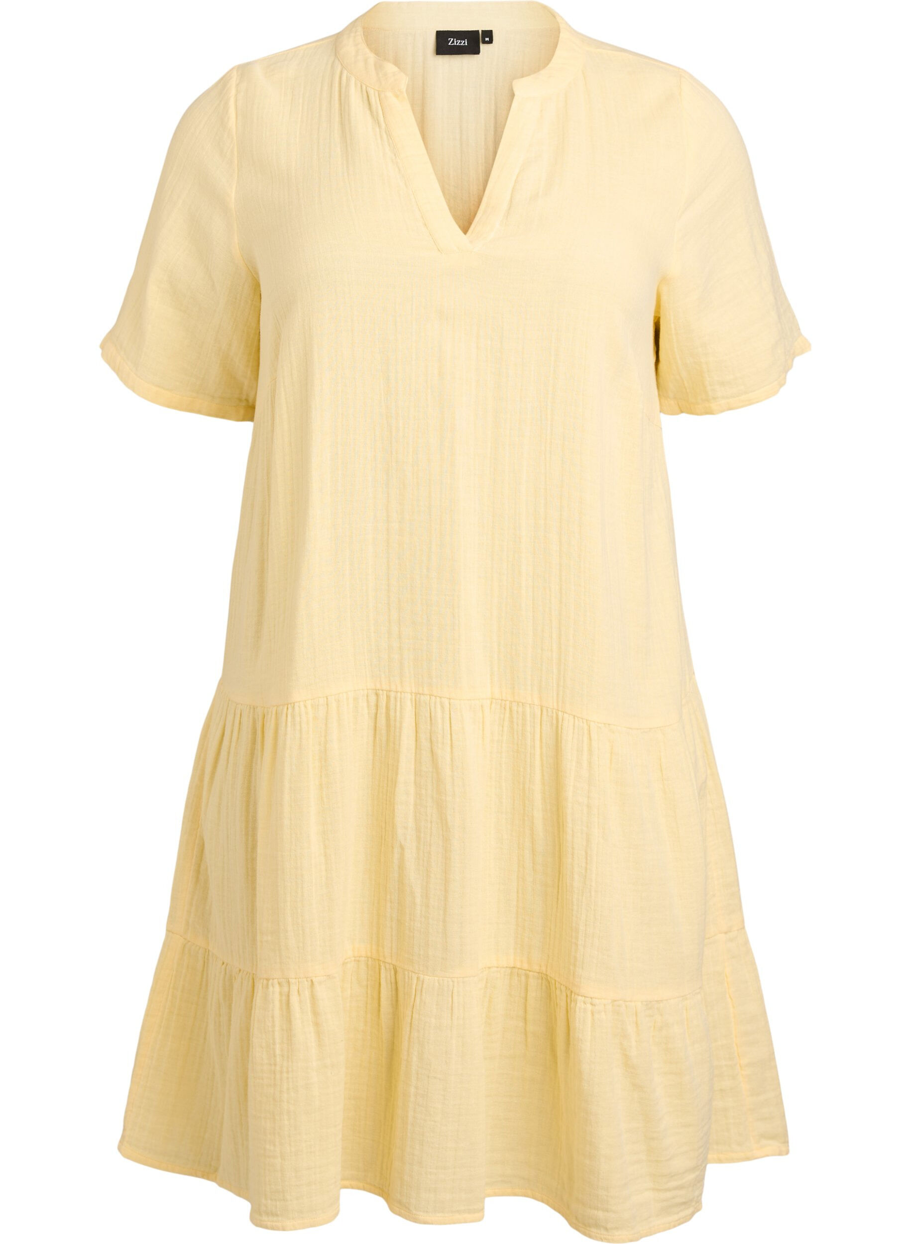 Robe courte &eacute;vas&eacute;e en mousseline de coton
