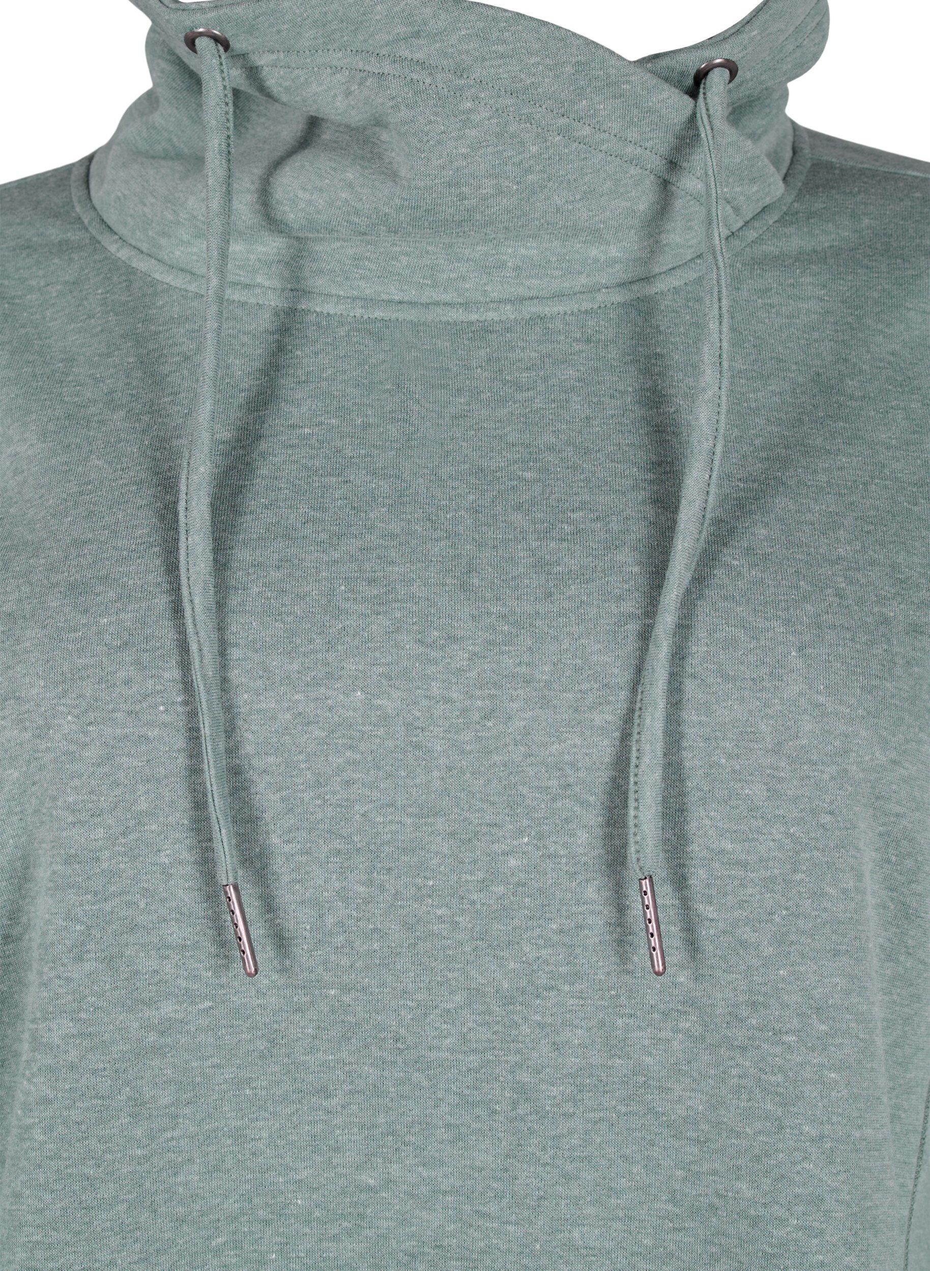 Zizzi FLASH - Sweat-shirt &agrave; col montant, Balsam Green Melange, Packshot image number 2