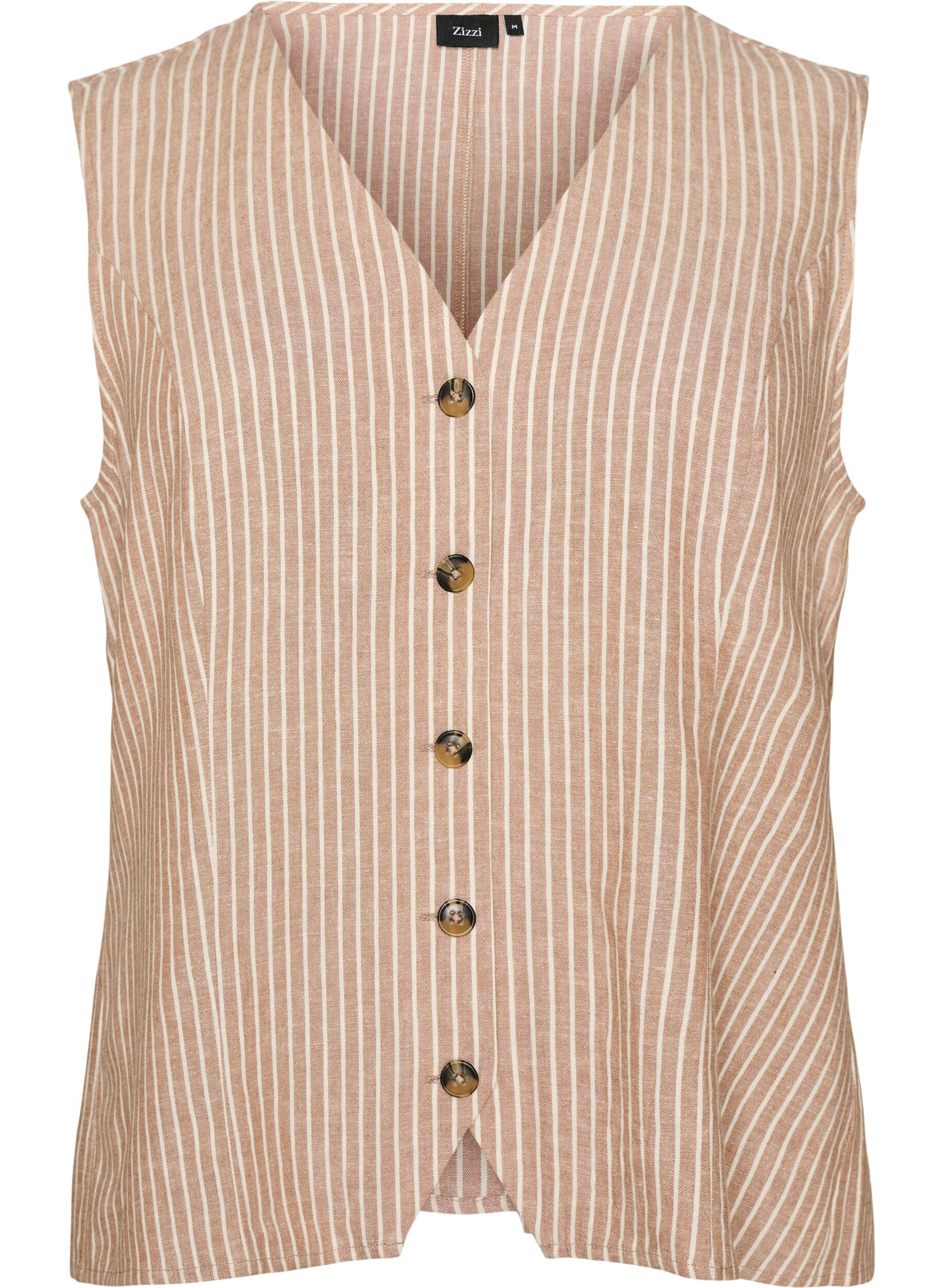 Gilet ray&eacute; en lin et viscose