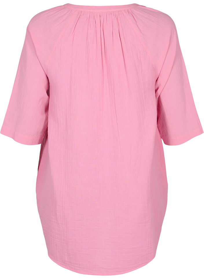 Tunique à manches 3/4 en coton, Rosebloom, Packshot image number 1