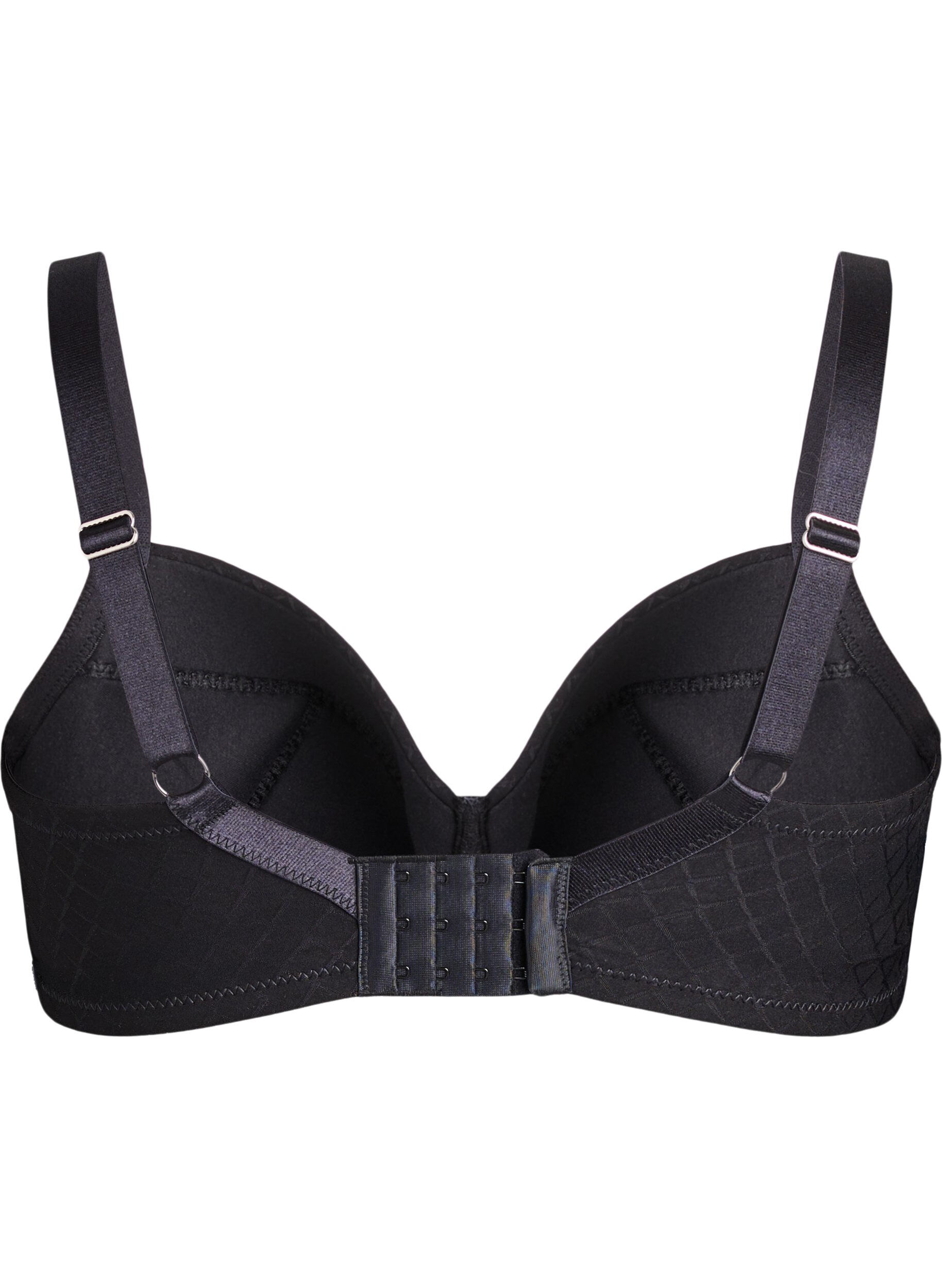 ZizziSoutien-gorge rembourr&eacute; en microfibre &agrave; carreaux, Noir, Packshot image number 1