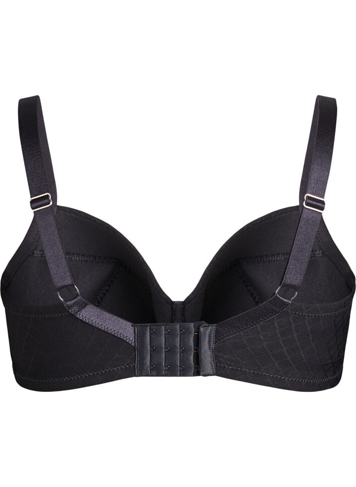 Soutien-gorge rembourr&eacute; en microfibre &agrave; carreaux, Noir, Packshot image number 1