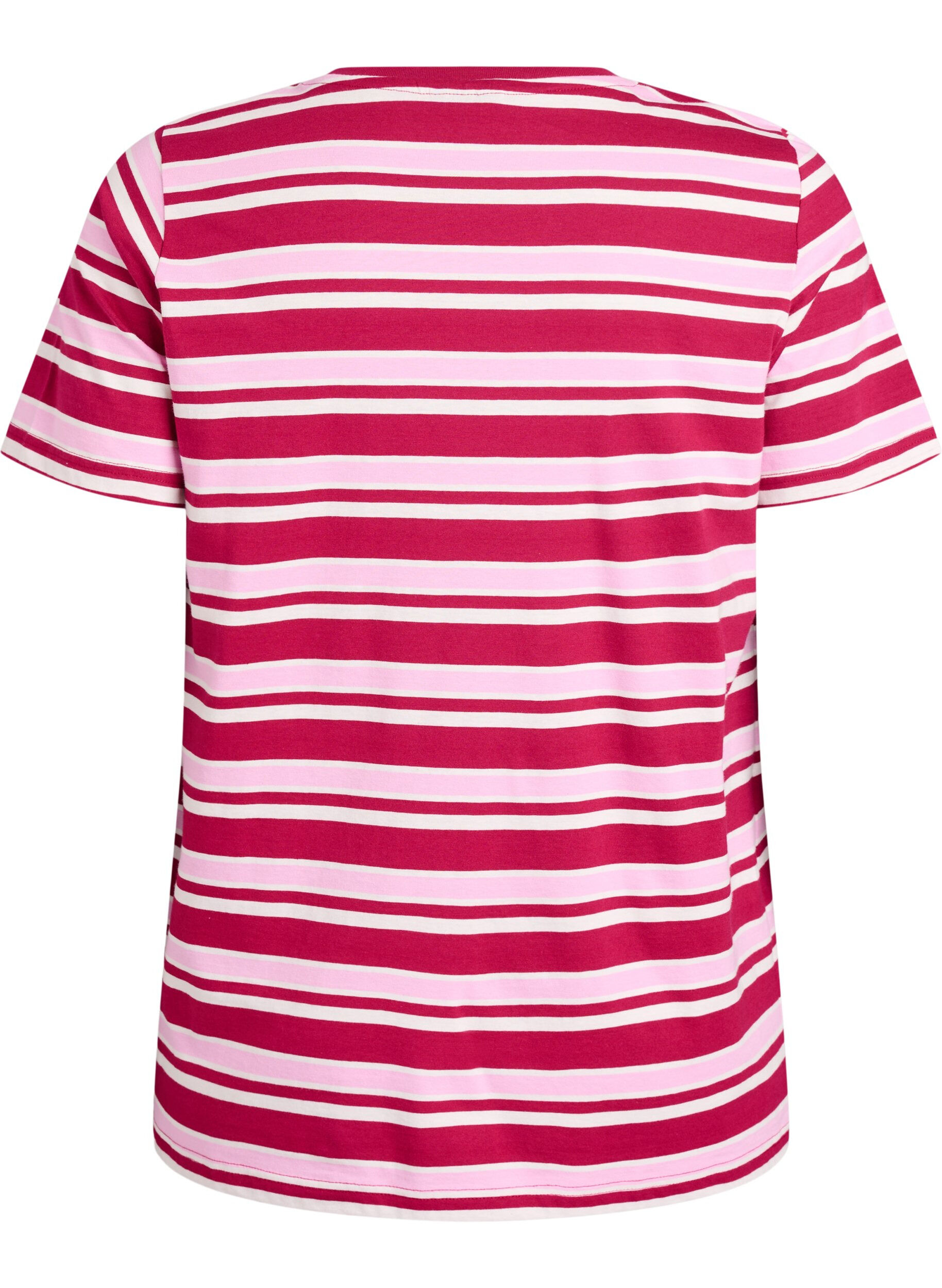 Zizzi T-shirt en coton &agrave; rayures, Rose, Packshot image number 1