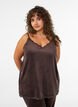 Top en velours avec bordure en dentelle, Marron, Model image number 0