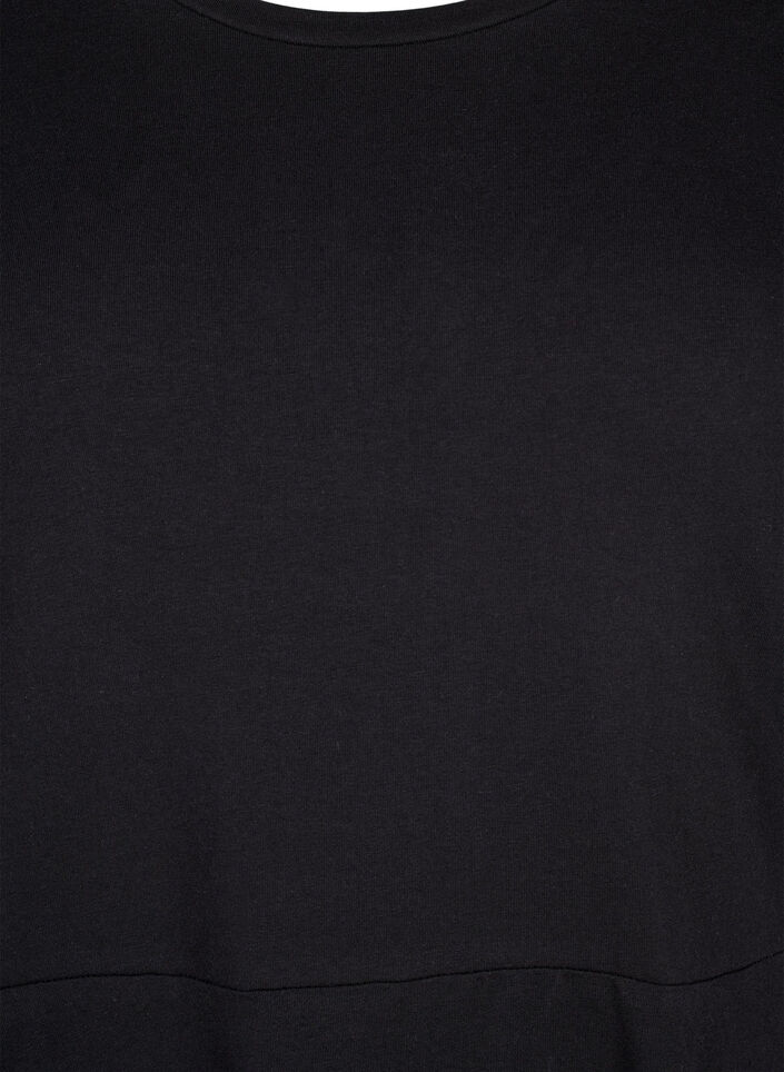 Robe en coton de couleur unie avec des manches courtes, Black Solid, Packshot image number 2