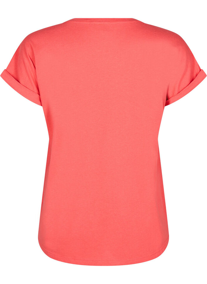 T-shirt &agrave; manches courtes en m&eacute;lange de coton, Rouge, Packshot image number 1