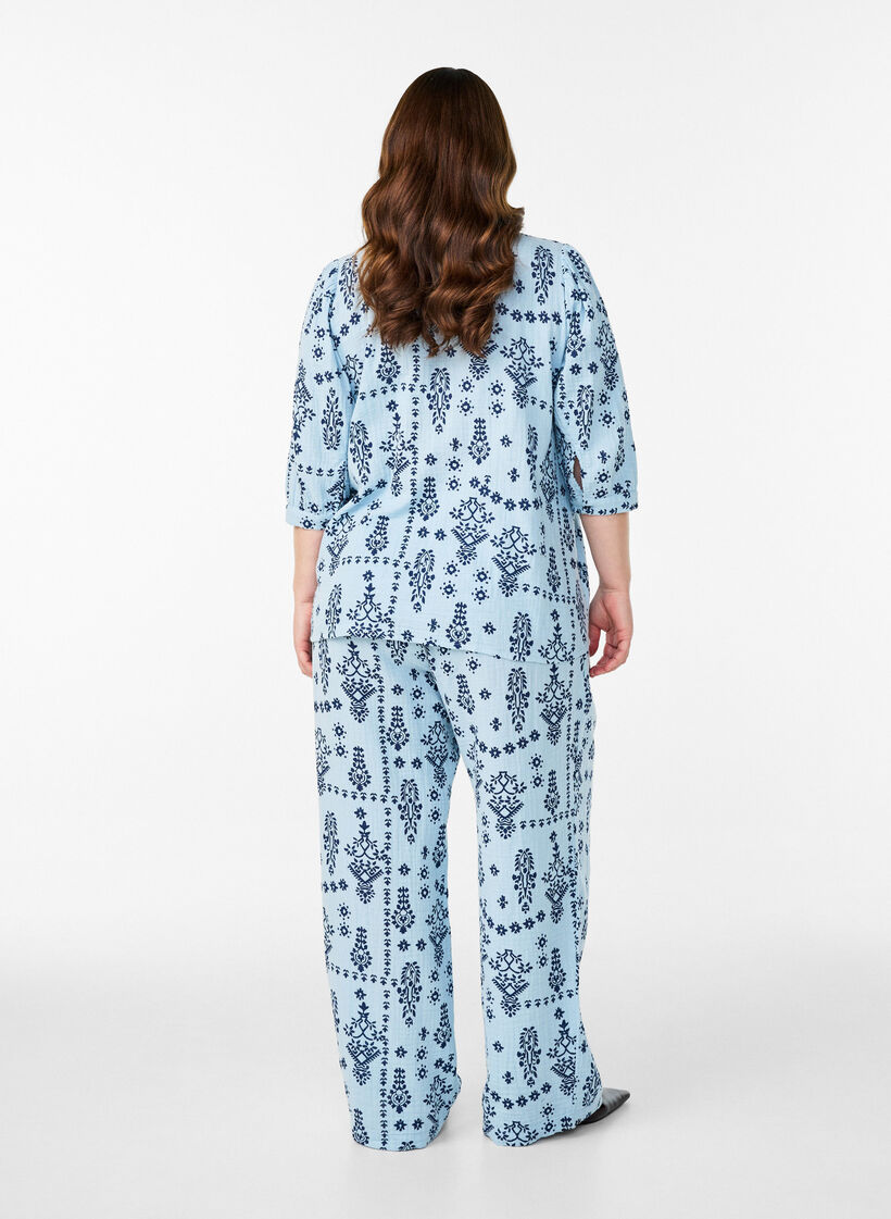 Chemisier &agrave; manches 3/4, Bleu Clair, Model image number 2