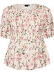 Blouse en viscose avec smocks et effet p&eacute;plum, Vanille, Packshot image number 0