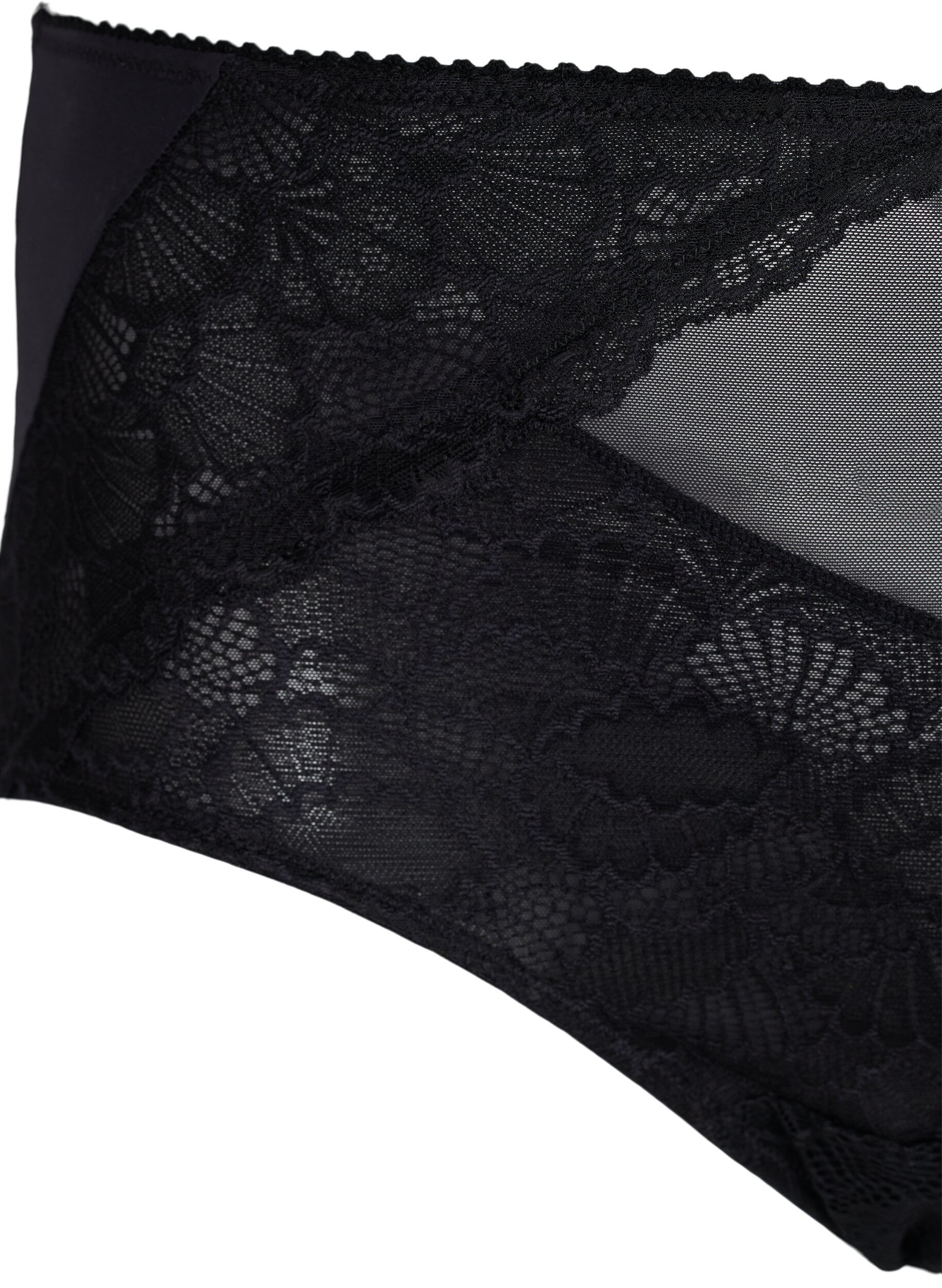 Zizzi Culotte taille haute en dentelle et maille, Black, Packshot image number 2