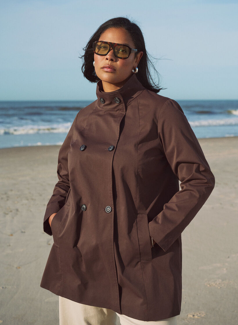 Veste de printemps hydrofuge avec coupe en A, Marron, Image image number 0