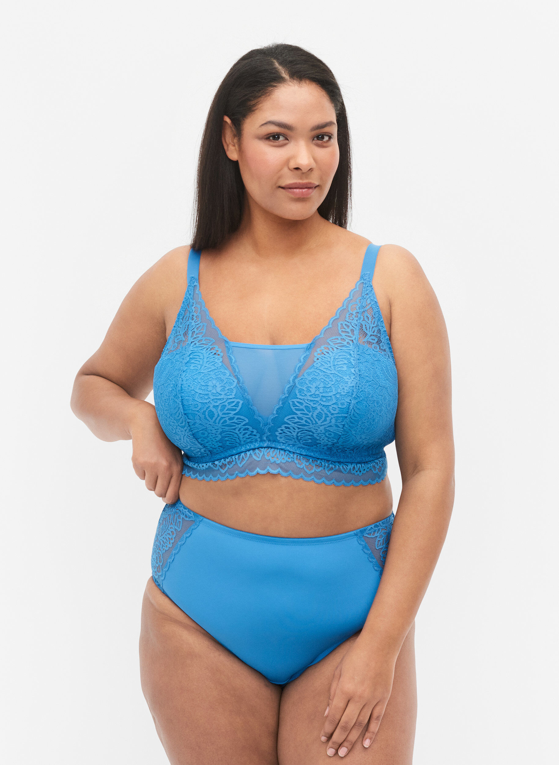 Zizzi Sous-v&ecirc;tements &agrave; taille normale et dentelle, Cendre Blue, Model image number 0