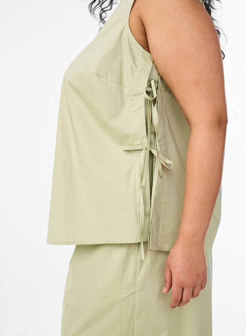 Top sans manches avec lien &agrave; nouer sur les c&ocirc;t&eacute;s, Vert clair, Model