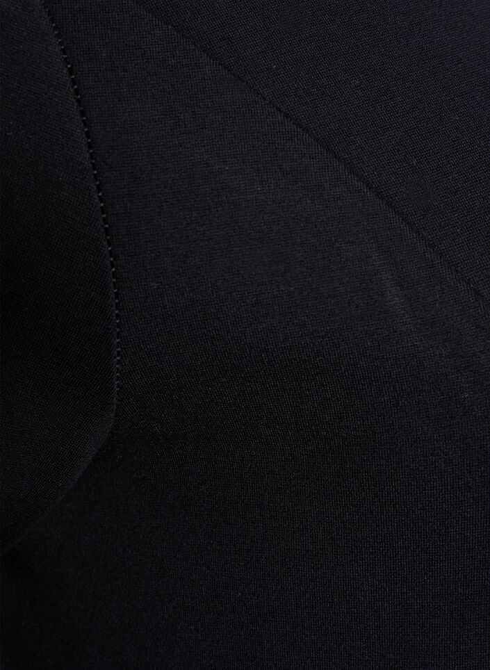 Robe unie à manches 3/4 et fendue, Black, Packshot image number 3
