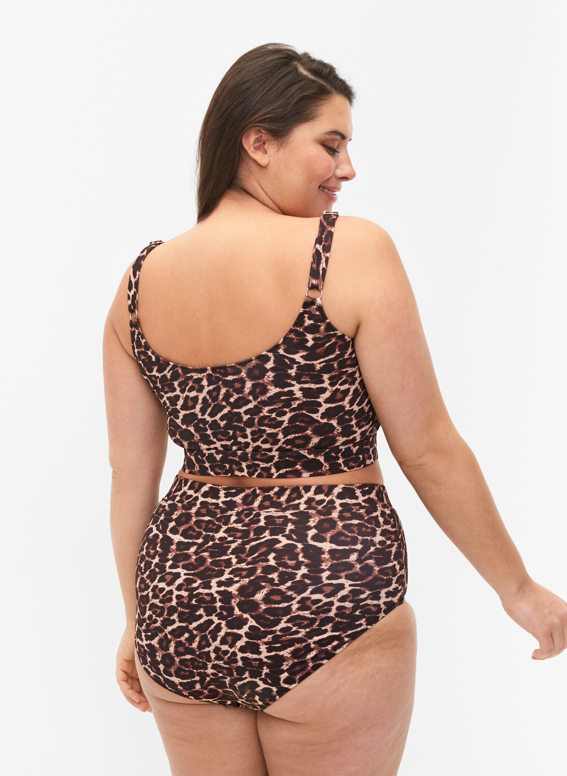 Zizzi Bas de bikini avec imprim&eacute; et taille haute, Autentic Leopard, Model image number 1