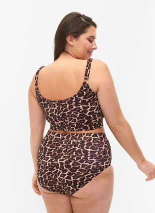 Bas de bikini avec imprimé et taille haute, Autentic Leopard, Model image number 1