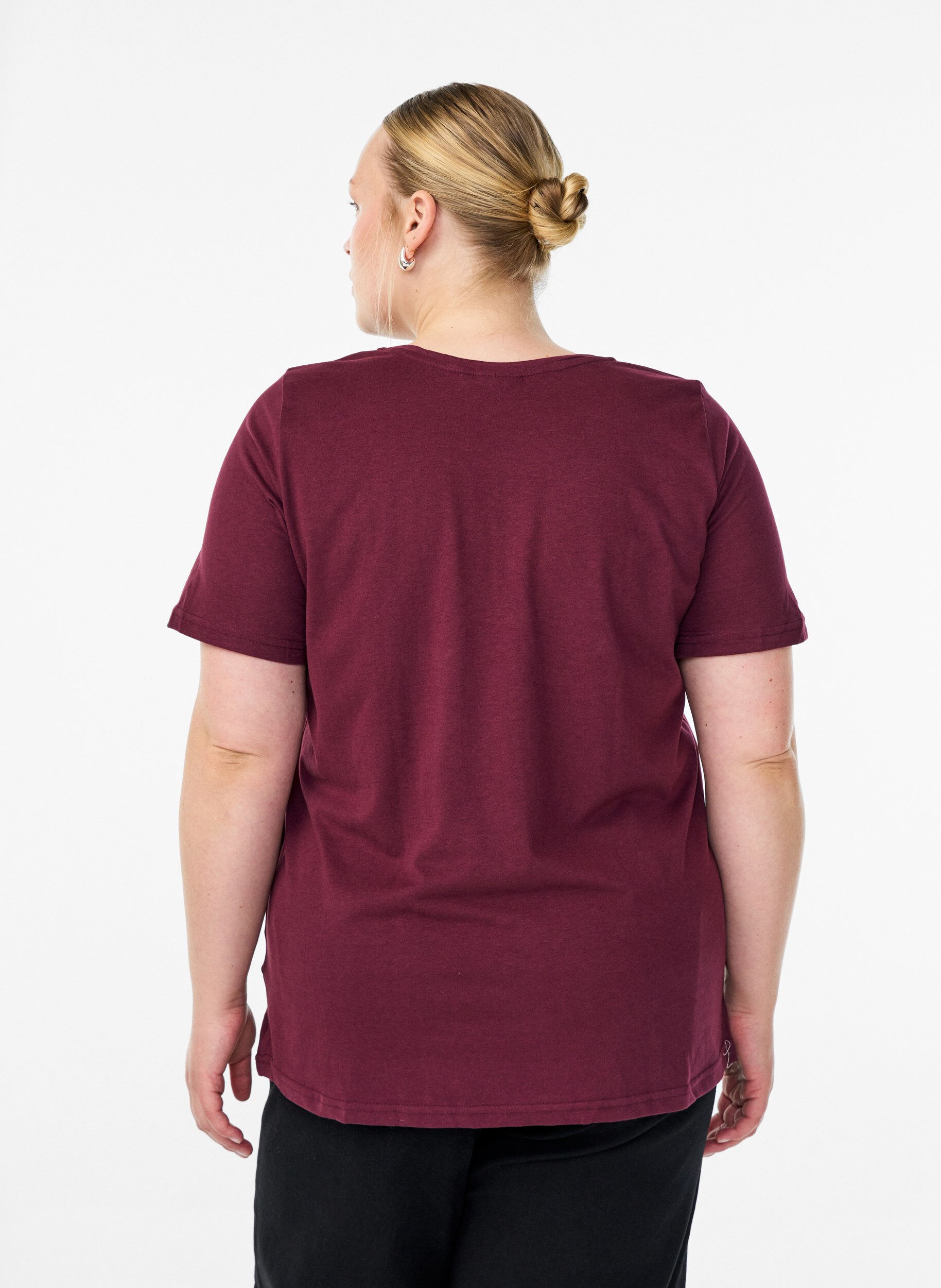 Zizzi FLASH - T-shirt avec motif, Bordeaux fonc&eacute;, Model image number 2