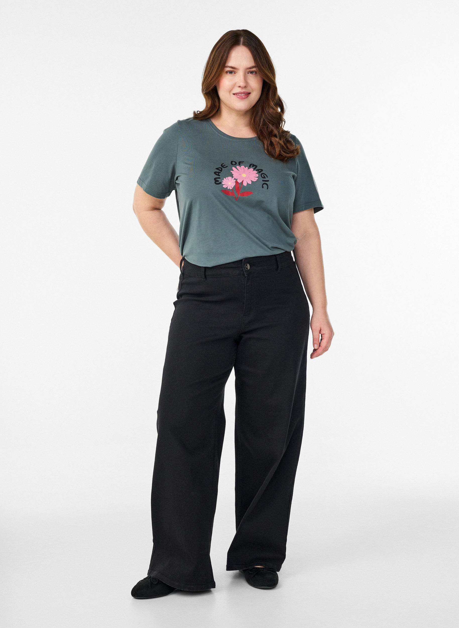 ZizziT-shirt imprim&eacute;, Vert, Model image number 1